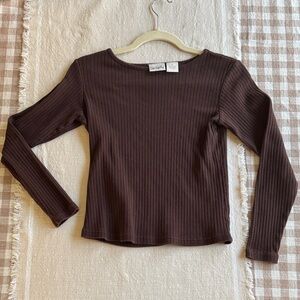Spiegel Brown Ribbed Long Sleeve Top